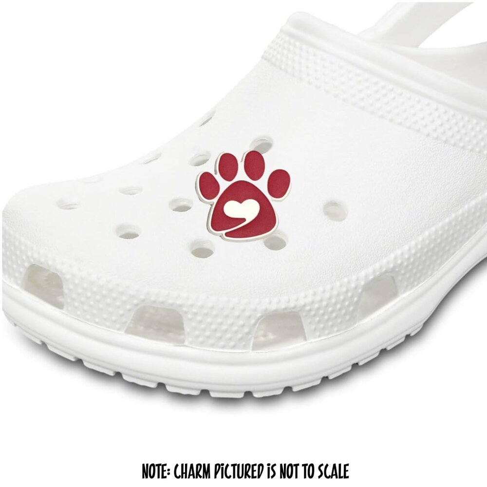 Dog Paw Print Heart Red Croc Shoe Charm Jibbitz